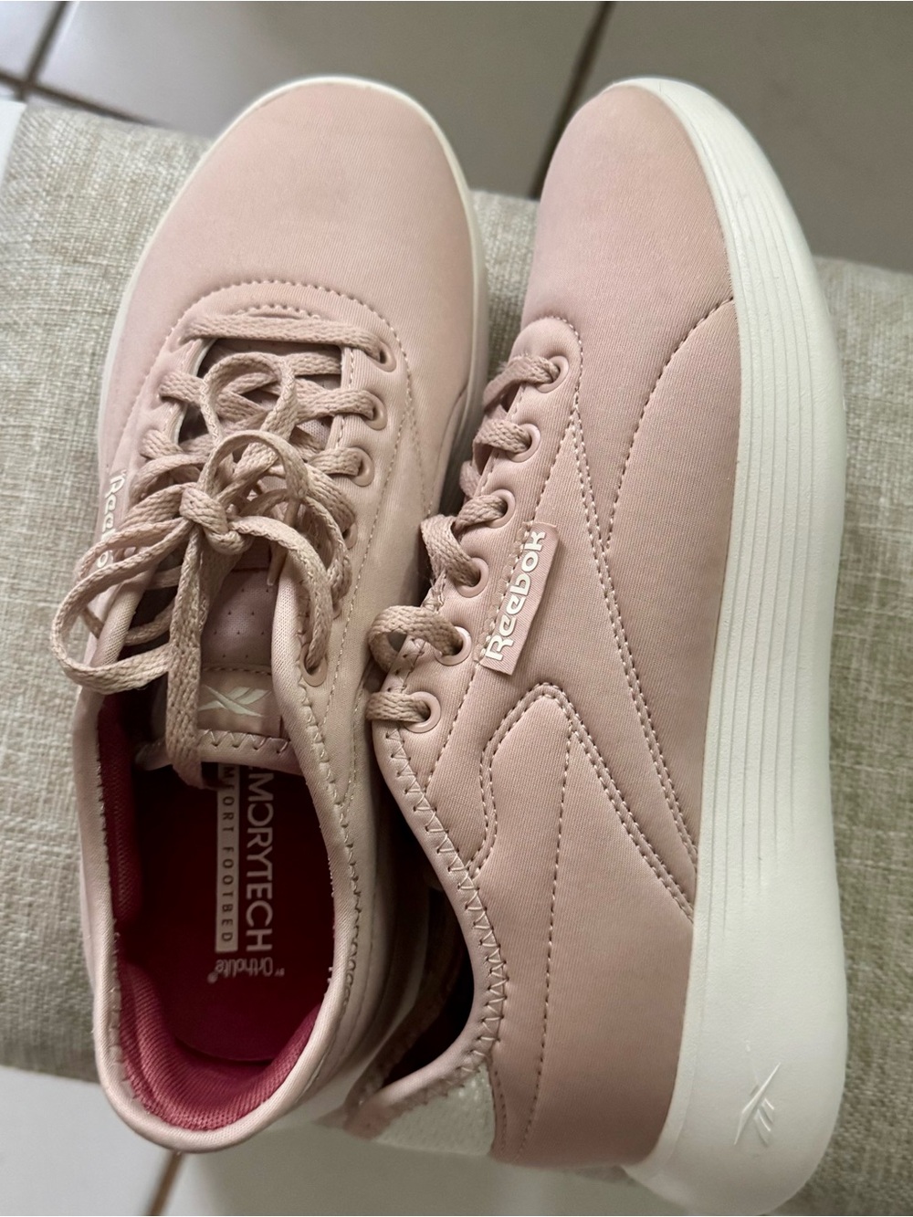 Reebok Women's Blush Pink Platform Lace-Up Sneakers